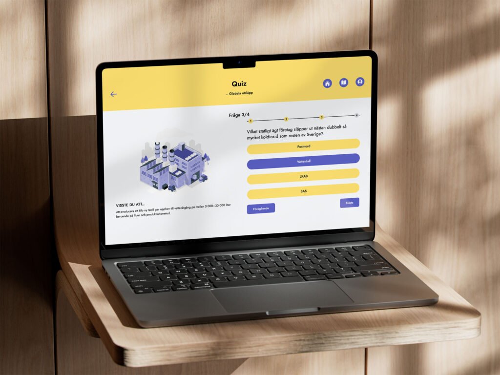 Laptopskärm med quizapplikation
